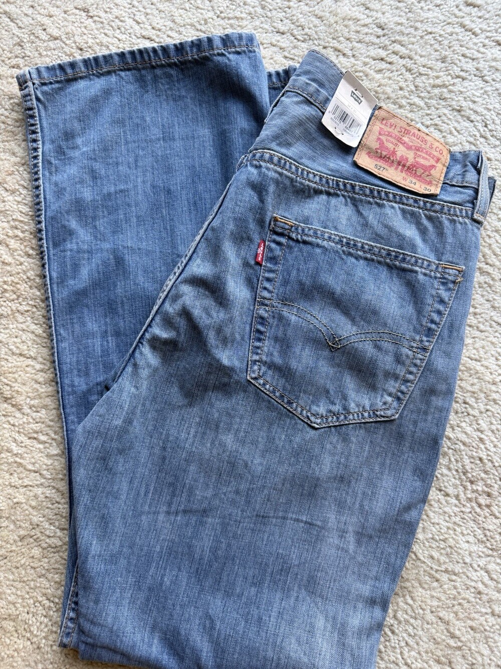 Levi's 527 Mens Slim Bootcut Blue Jeans, Cotton Denim Sz 34x30, New with Tags